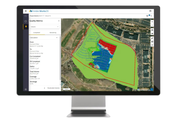 Monitor displaying green area on a map